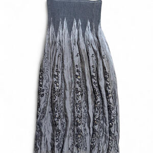 Lapis Anthropologie OS Grey and Black Sequin Embroidered Floral Tube Dress